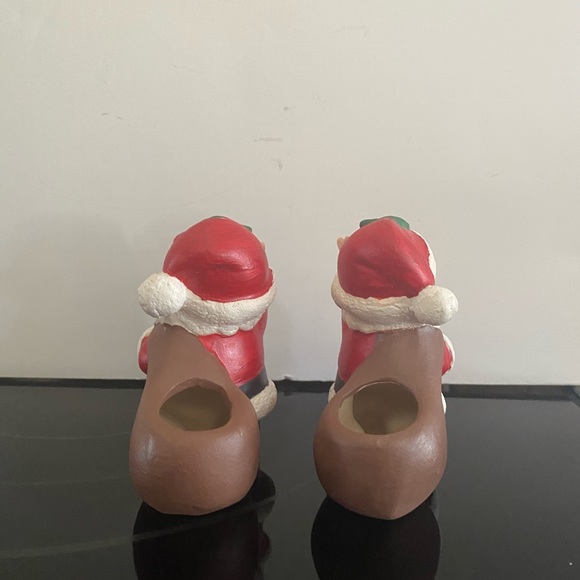 VINTAGE pair HANDMADE CERAMIC Winking SANTA CLAUS Candlesticks - Picture 5 of 10